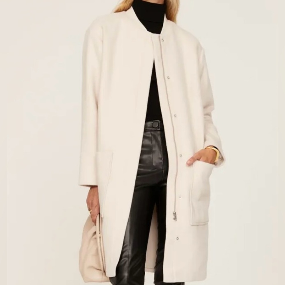 Excellent Condition Thakoon Off White Button Zipper Wool Blend Trench Coat Small